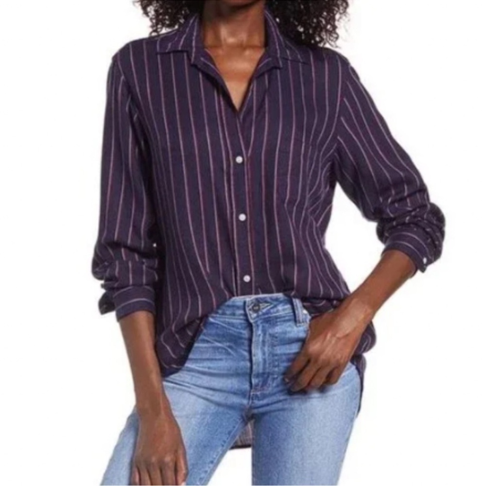 Grayson the Hero stripe flannel button down shirt
